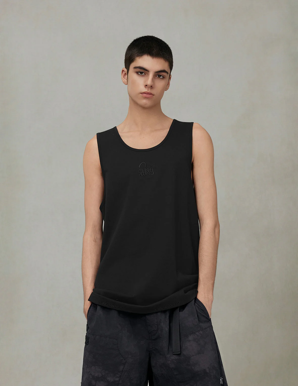 Logo and Seagull Embroidery Relax Fit Tank Top - Image 5