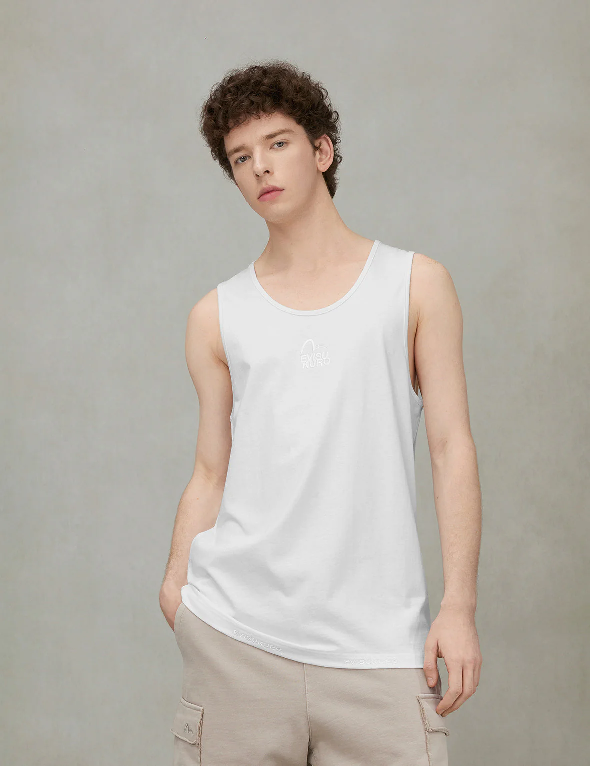 Logo and Seagull Embroidery Relax Fit Tank Top - Image 9