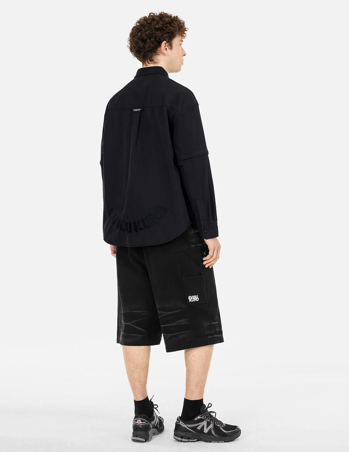 Logo and Seagull Embroidery with Detachable Sleeves Loose Fit Shirt Jacket - Image 4
