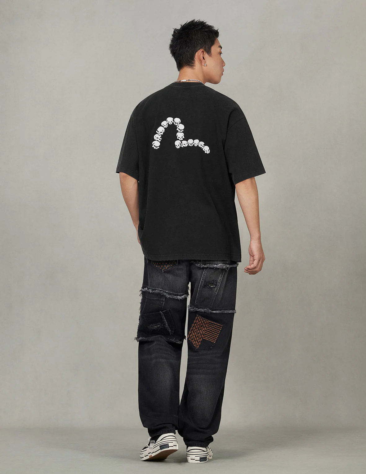 Logo and Skull Seagull Print Oversized T-shirt - Image 6