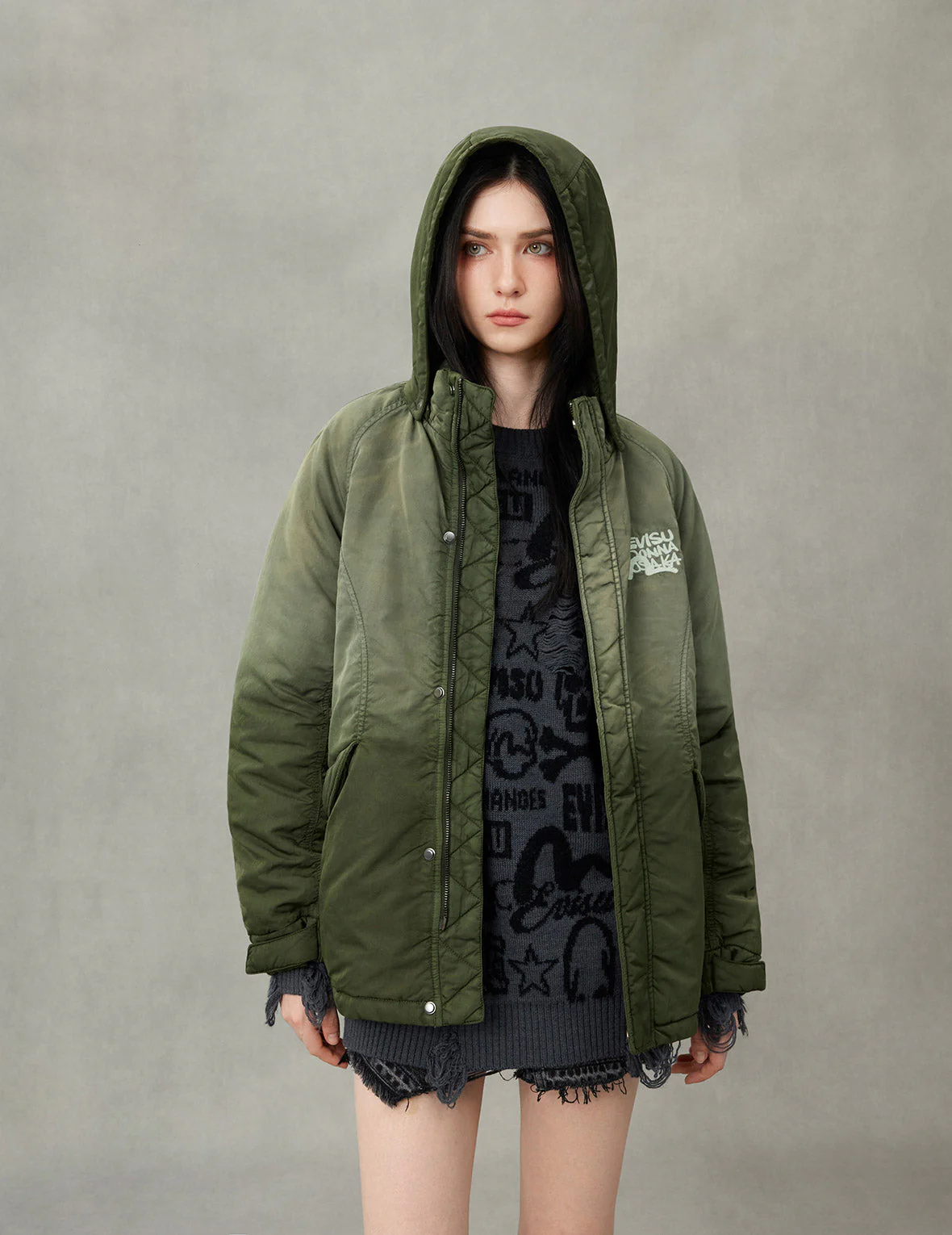 Logo and Slogan Embroidery Fashion Fit Jacket - Image 7