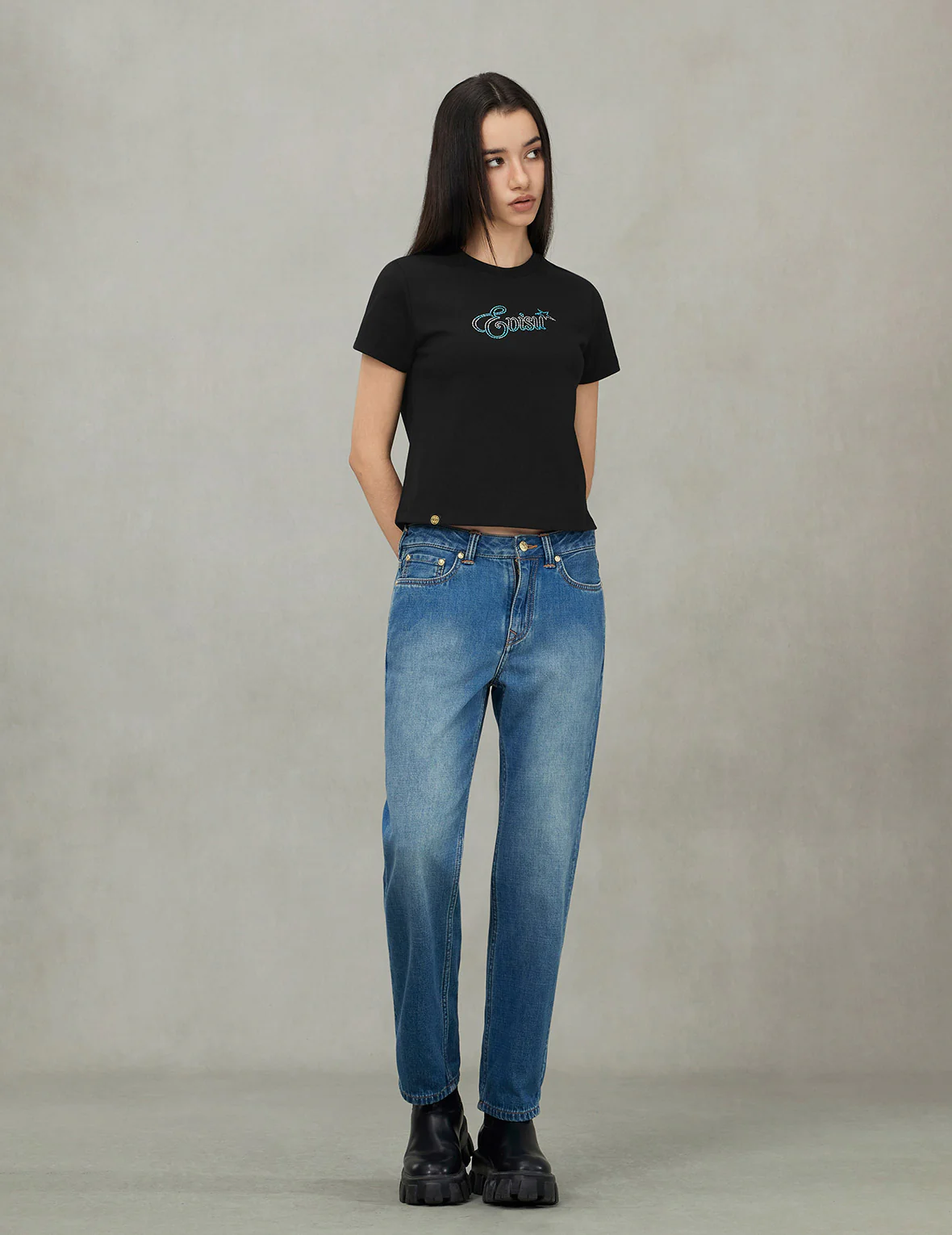 Logo and Starfish Rhinestone Slim Fit T-Shirt - Image 3