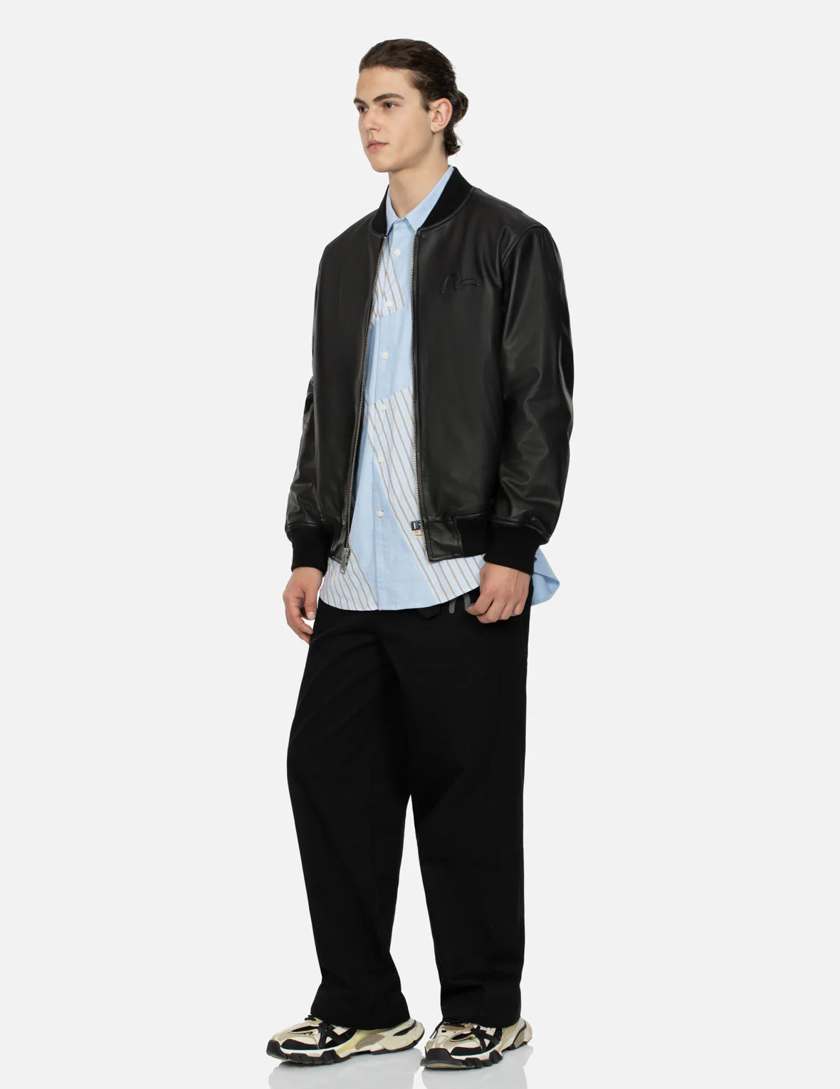 Logo Appliquéd Leather Bomber Jacket - Image 4