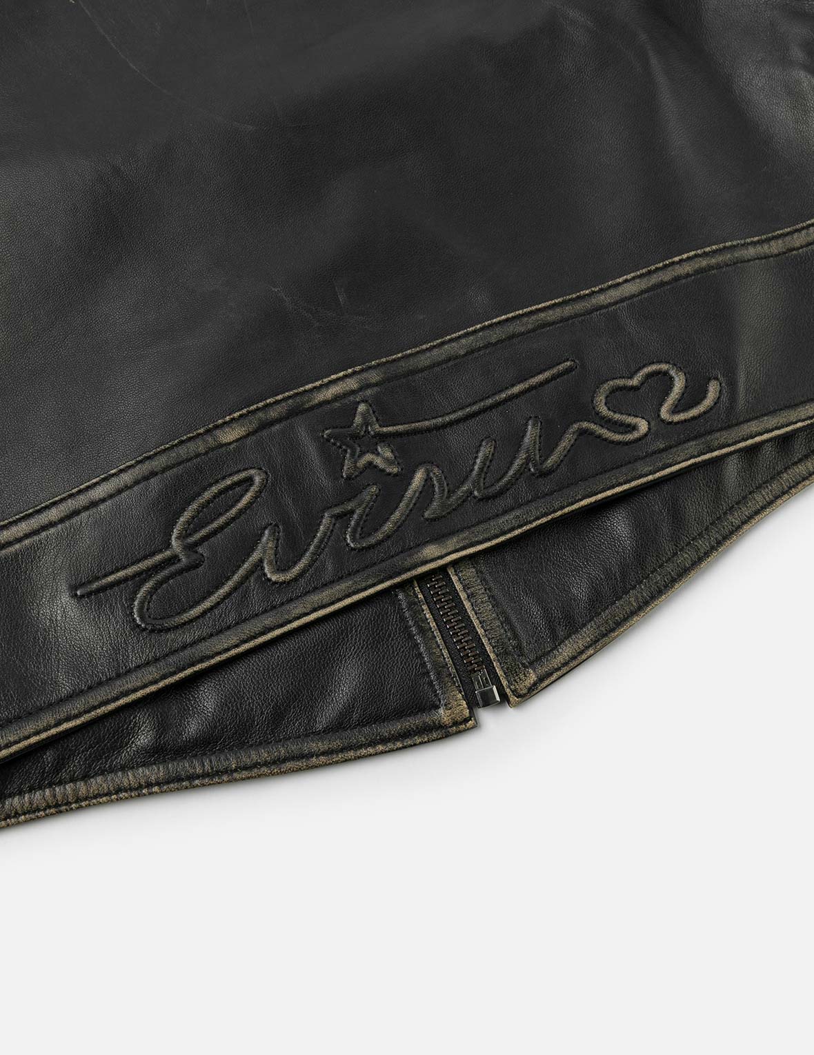 Logo Embossed Cropped Leather Jacket - Image 10