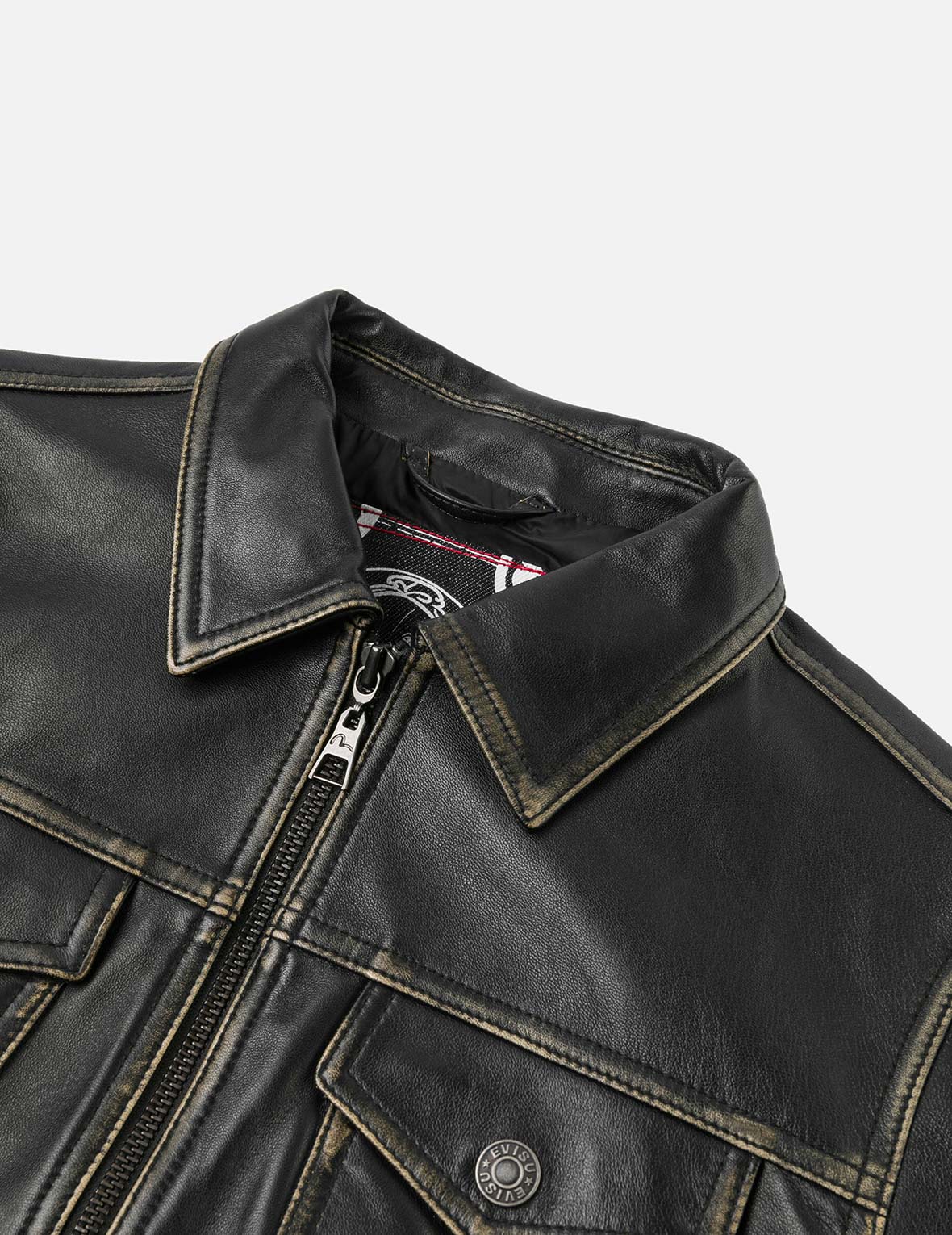 Logo Embossed Cropped Leather Jacket - Image 11