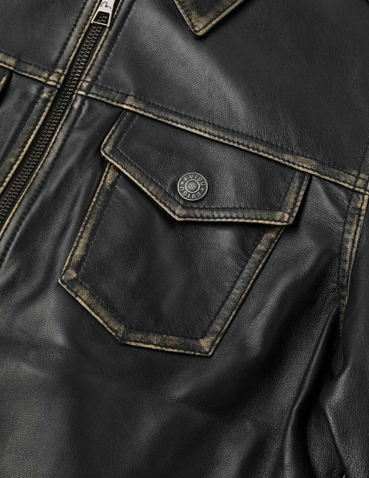 Logo Embossed Cropped Leather Jacket - Image 9