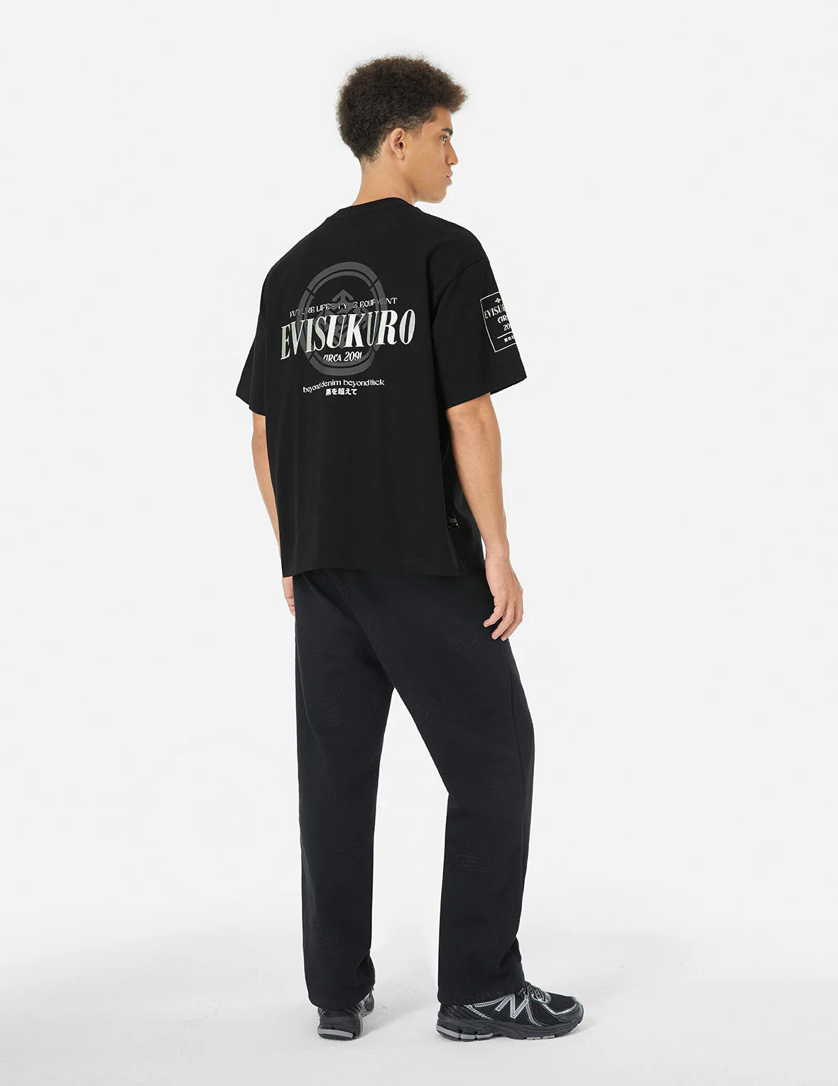 Logo Embroidery and Kamon Print Loose Fit T-Shirt - Image 3