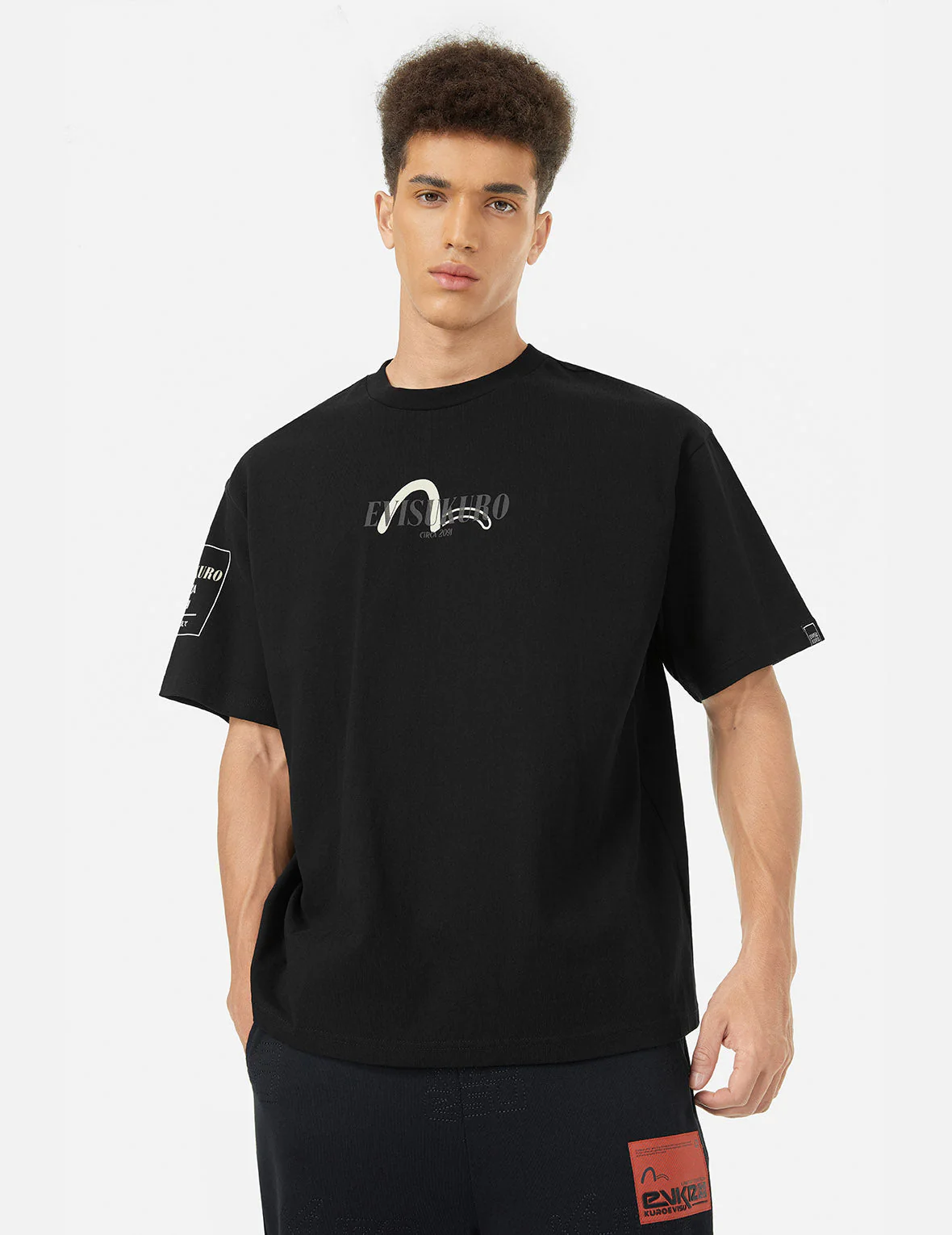 Logo Embroidery and Kamon Print Loose Fit T-Shirt - Image 6