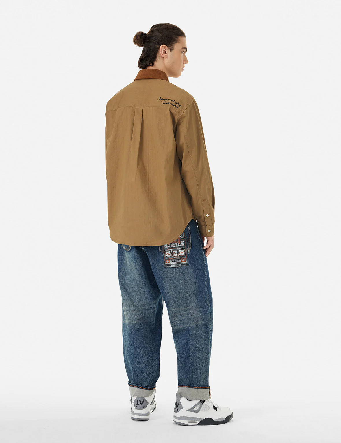 Logo Embroidery and Multi-Pocket Relax Fit Long Sleeve Shirt - Image 4
