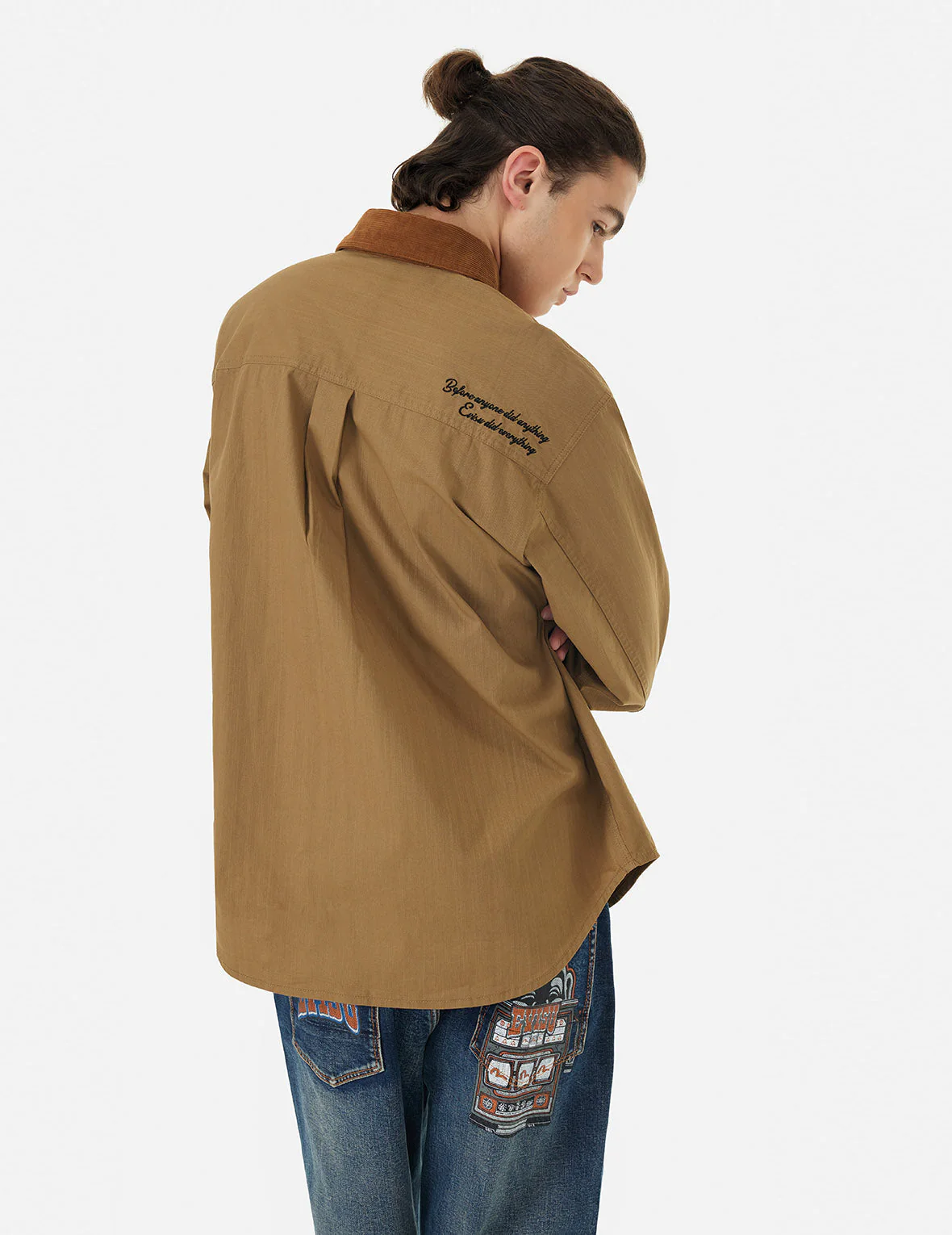 Logo Embroidery and Multi-Pocket Relax Fit Long Sleeve Shirt - Image 5