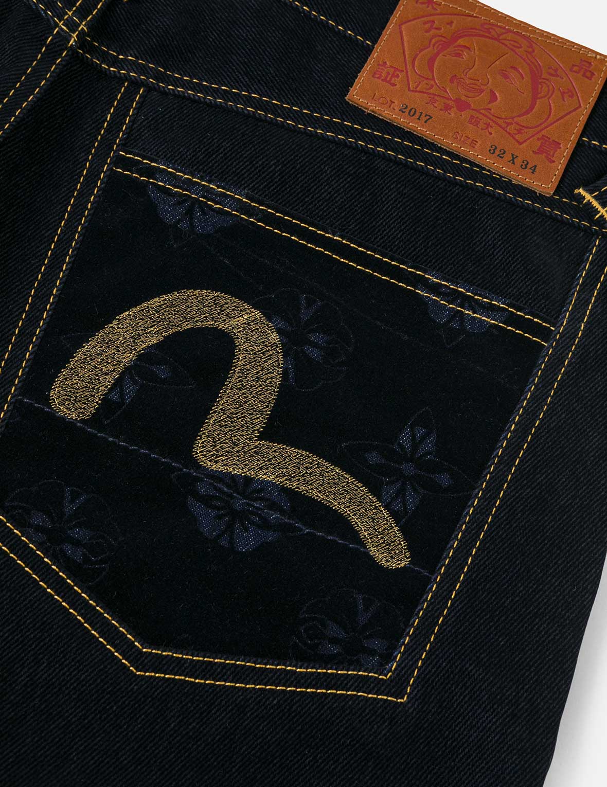 Logo Embroidery and Seagull Print Taper Fit Jeans #2017 - Image 7