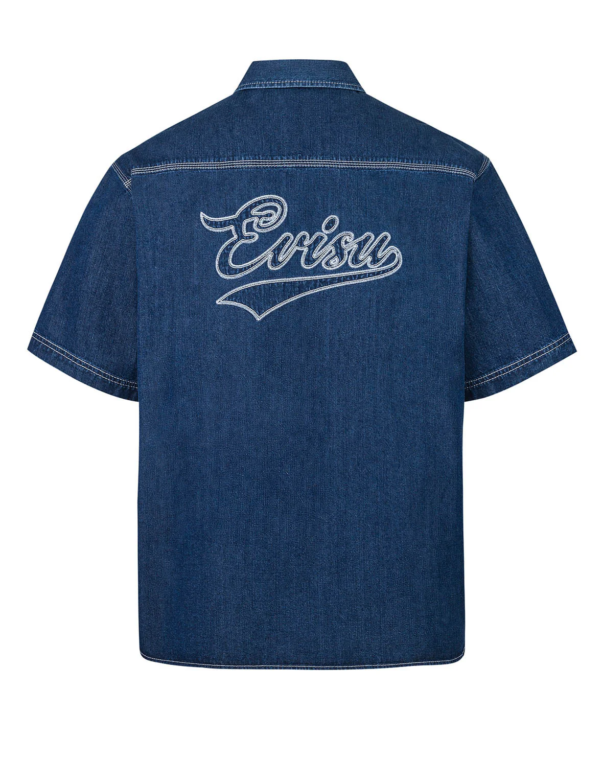 Logo Embroidery Fashion Fit Denim Short-Sleeves Shirt - Image 11