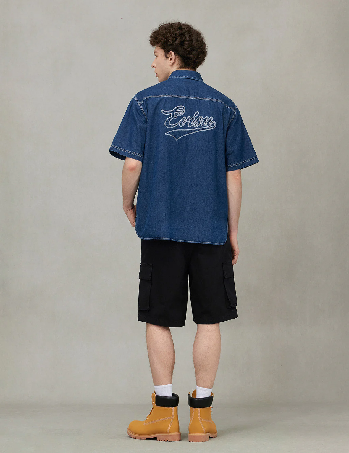 Logo Embroidery Fashion Fit Denim Short-Sleeves Shirt - Image 4