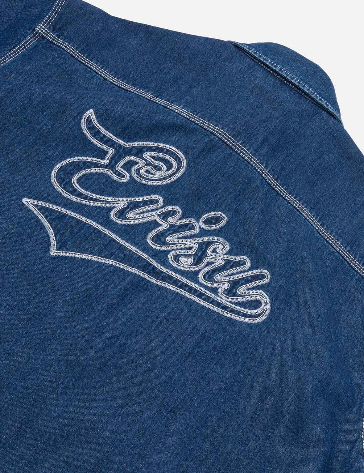 Logo Embroidery Fashion Fit Denim Short-Sleeves Shirt - Image 5