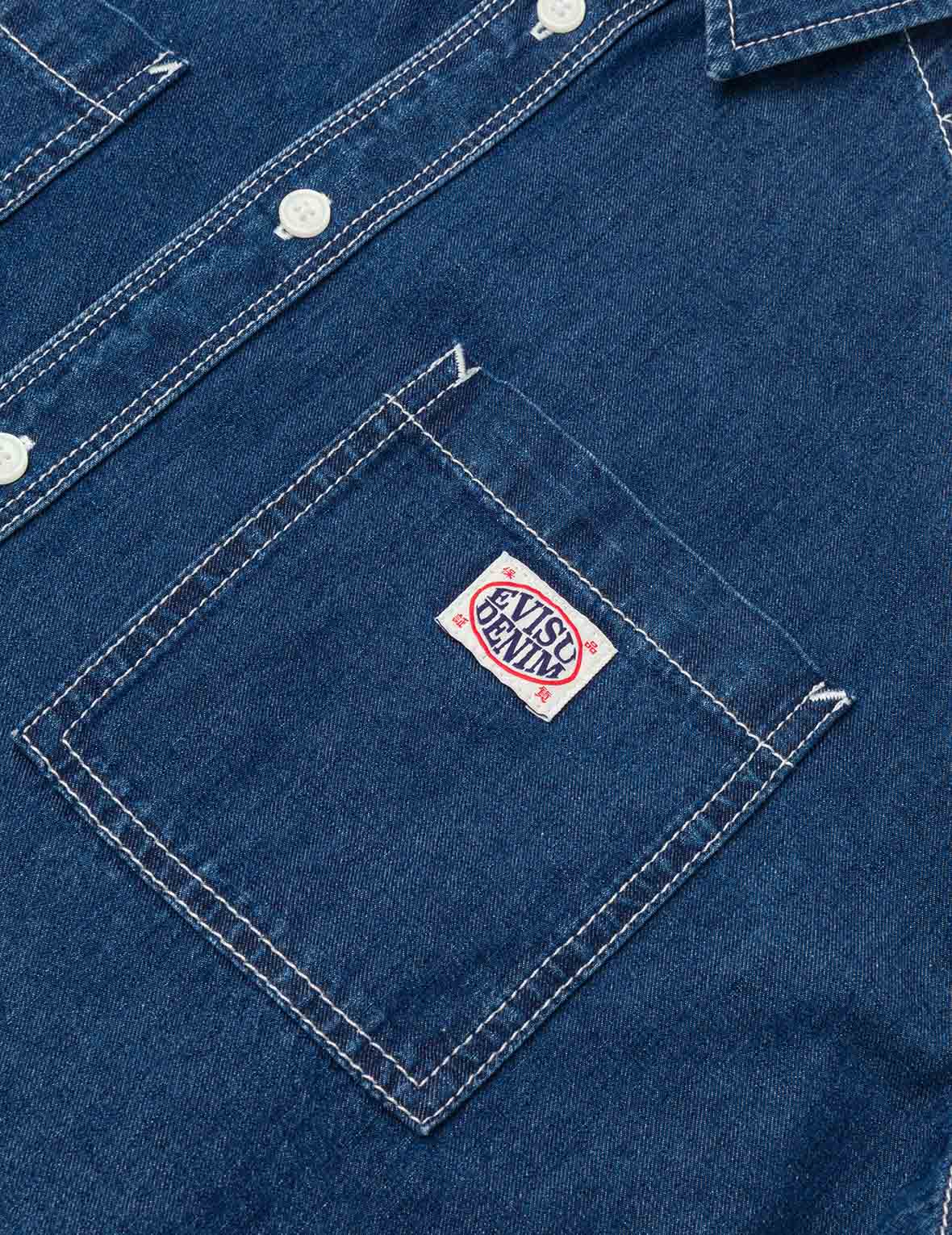 Logo Embroidery Fashion Fit Denim Short-Sleeves Shirt - Image 7