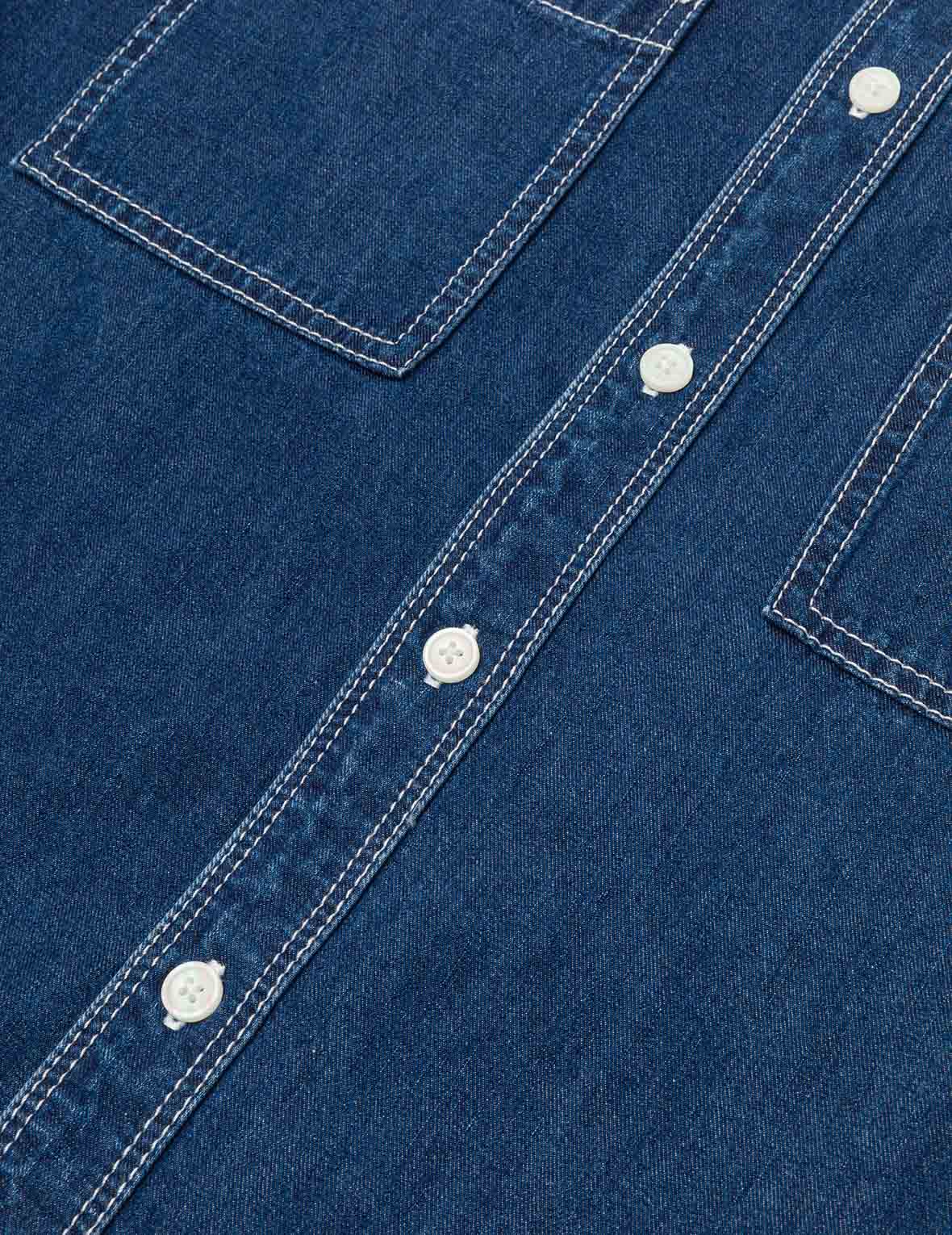 Logo Embroidery Fashion Fit Denim Short-Sleeves Shirt - Image 8