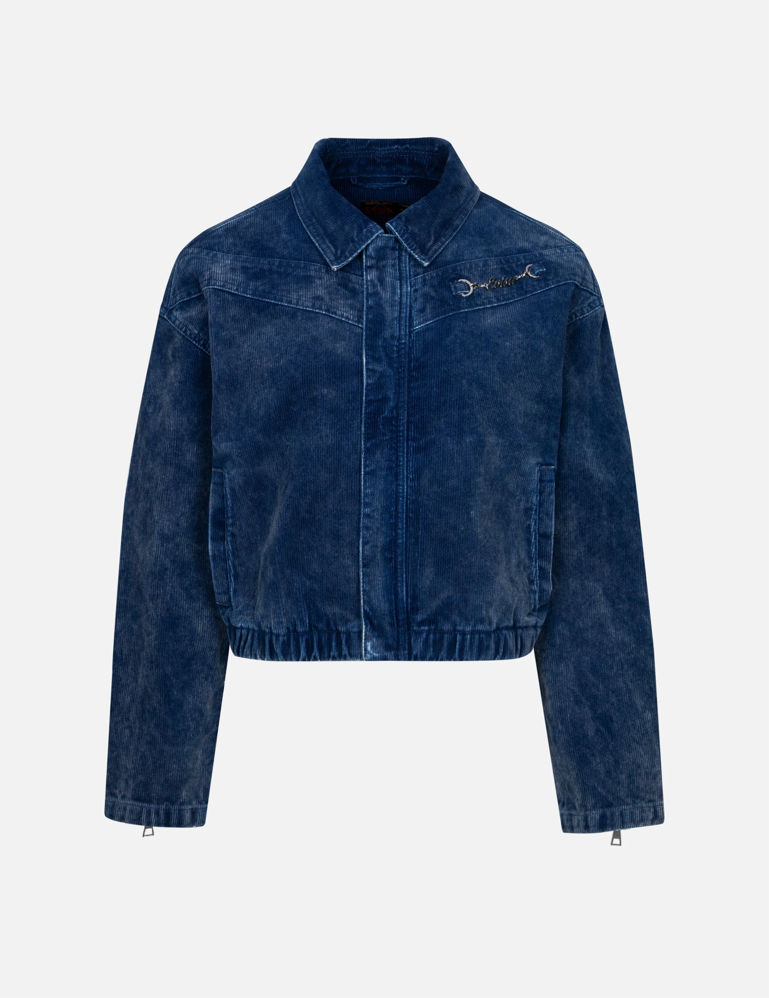 Logo Embroidery Fashion Fit Washed Corduroy Denim Jacket - Image 2