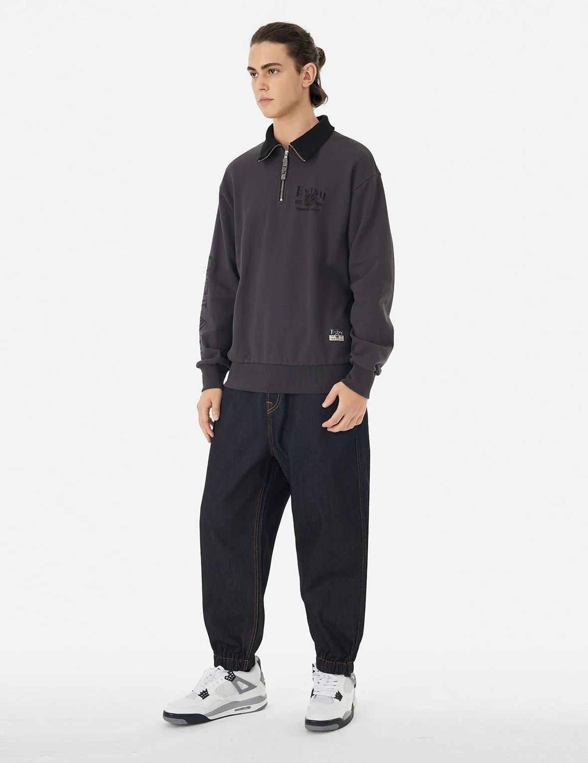 Logo Embroidery Relax Fit Half-Zip Sweatshirt - Image 3