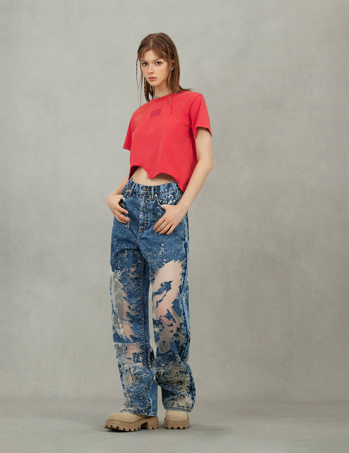 Logo Print and Distressed Detail Fashion Fit T-Shirt - Image 10