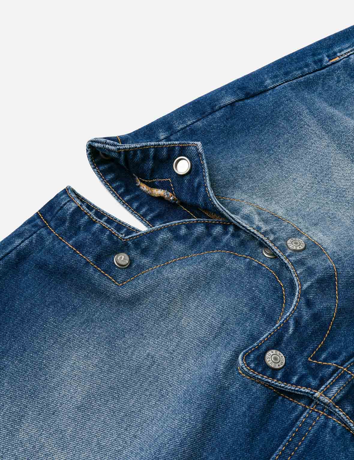 Logo Print Fashion Fit Detachable Denim Skirt - Image 12