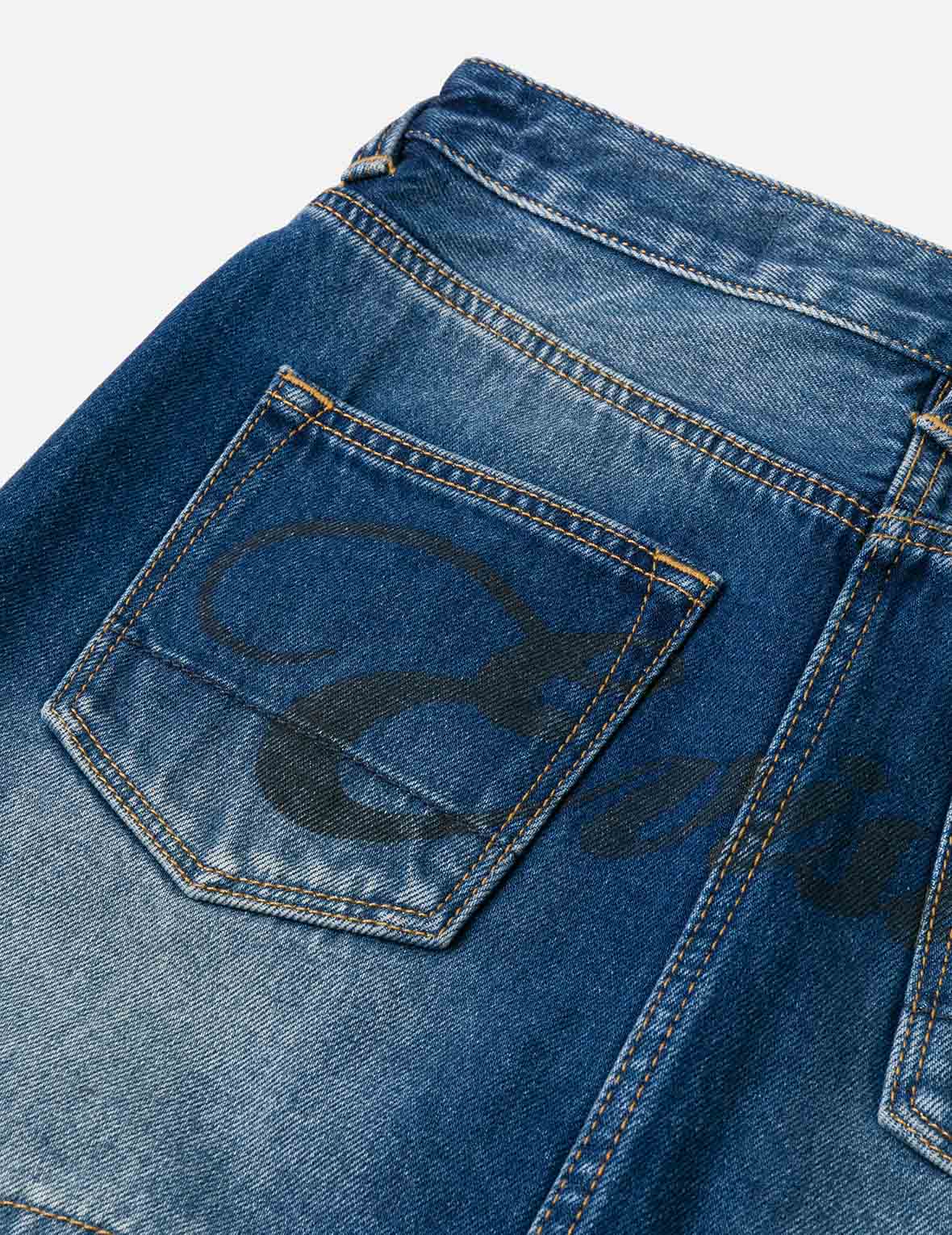 Logo Print Fashion Fit Detachable Denim Skirt - Image 13