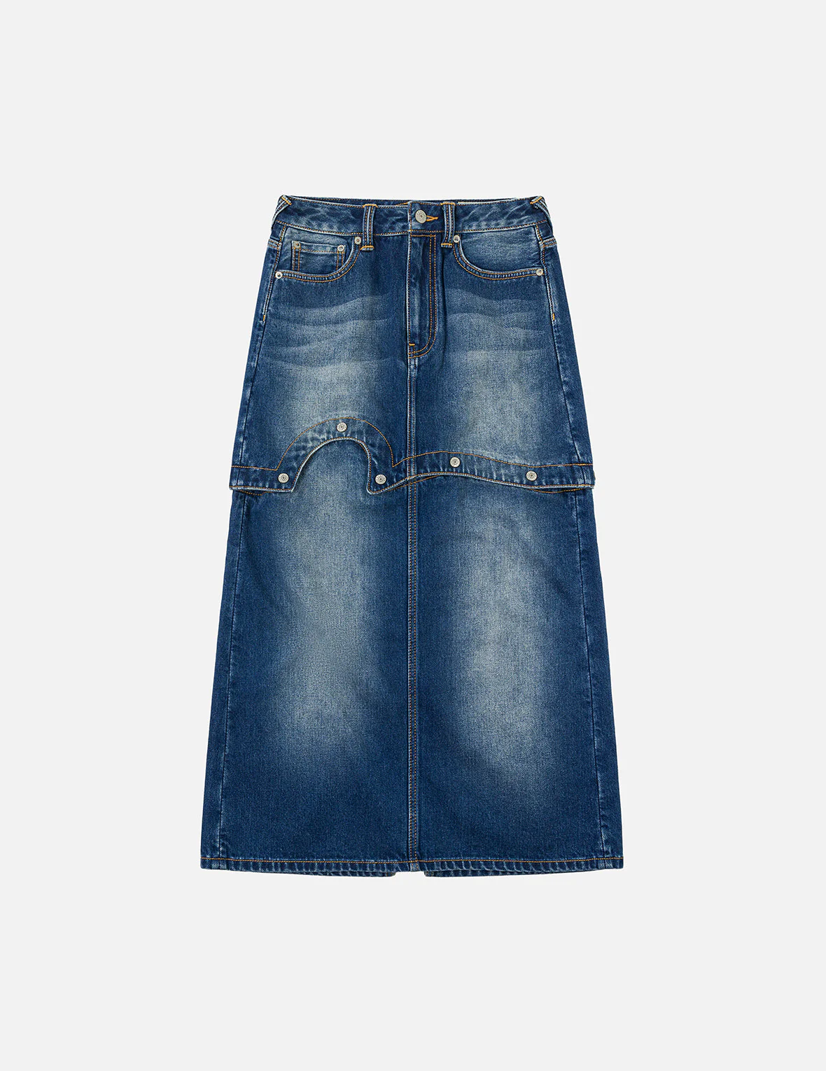 Logo Print Fashion Fit Detachable Denim Skirt - Image 3