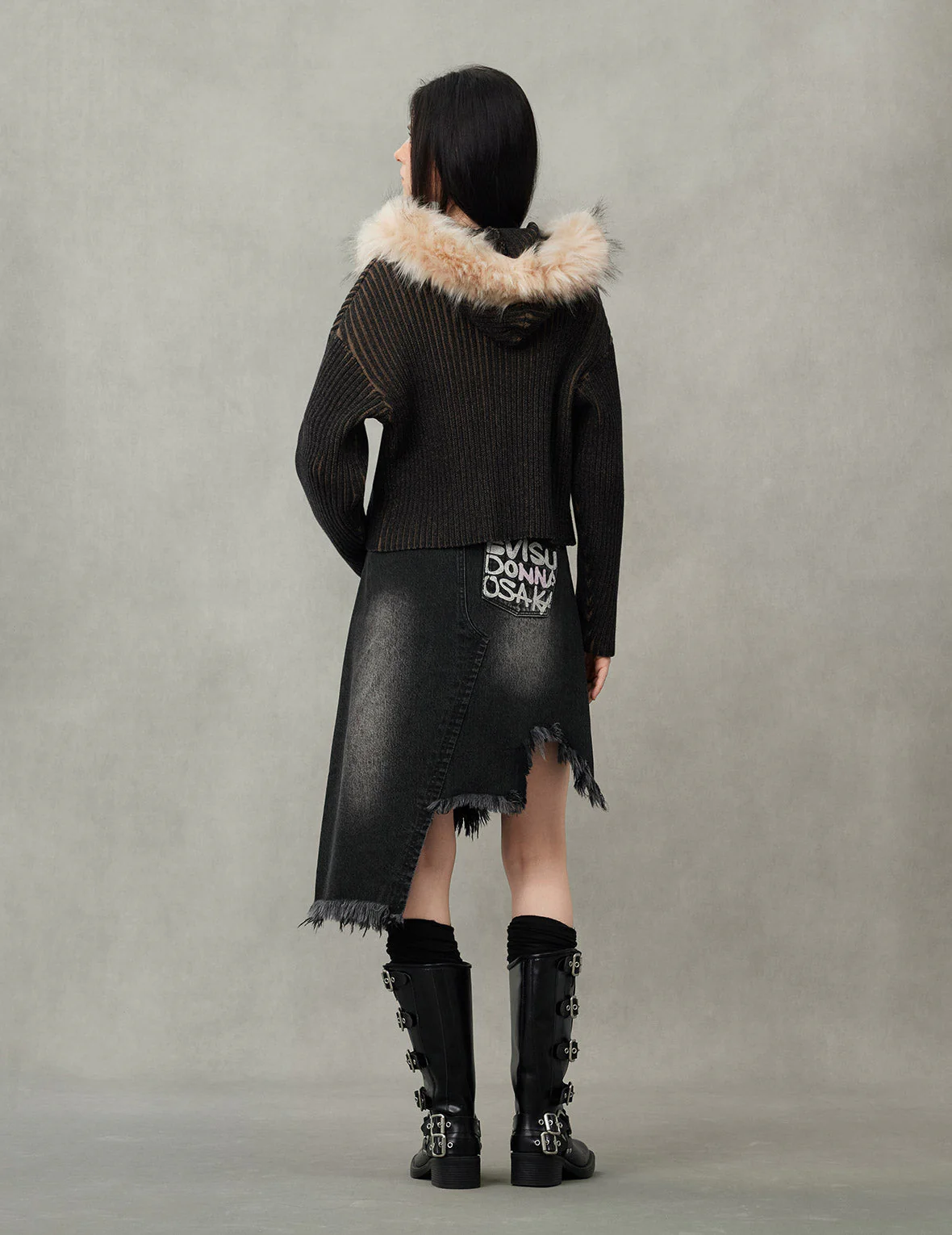 Logo Rope Embroidery Regular Fit Knitted Jacket with Hooded - Image 6