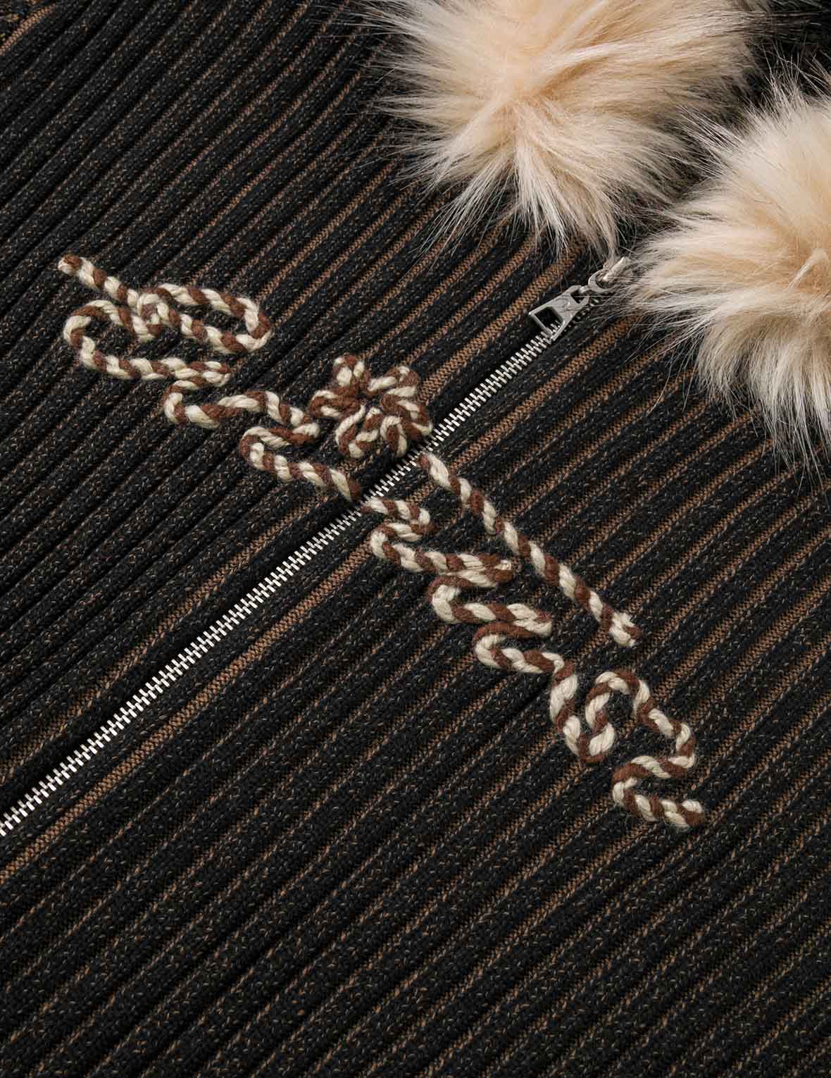 Logo Rope Embroidery Regular Fit Knitted Jacket with Hooded - Image 8