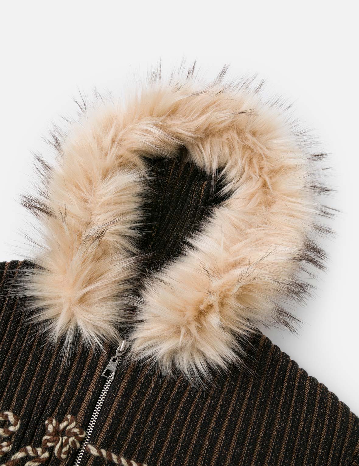 Logo Rope Embroidery Regular Fit Knitted Jacket with Hooded - Image 9