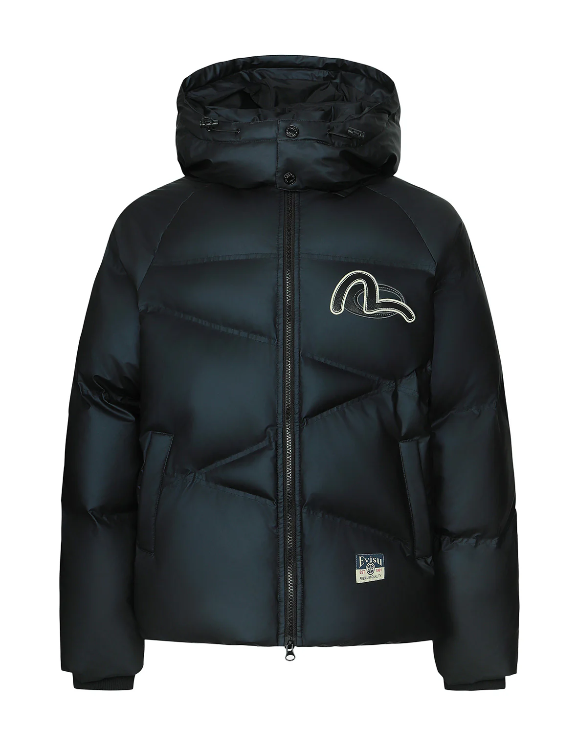 Logos and "Wheel of Wisdom" Embroidery Fashion Fit Down Jacket - Image 10
