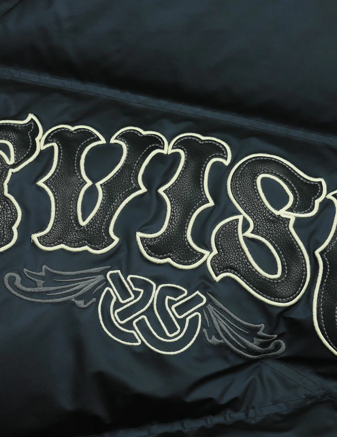 Logos and "Wheel of Wisdom" Embroidery Fashion Fit Down Jacket - Image 9