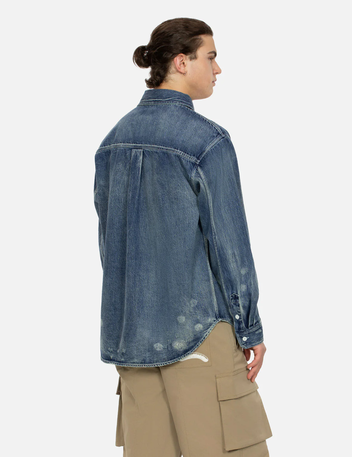 Lucky Slot Machine and Daruma Print Relax Fit Denim Shirt - Image 6