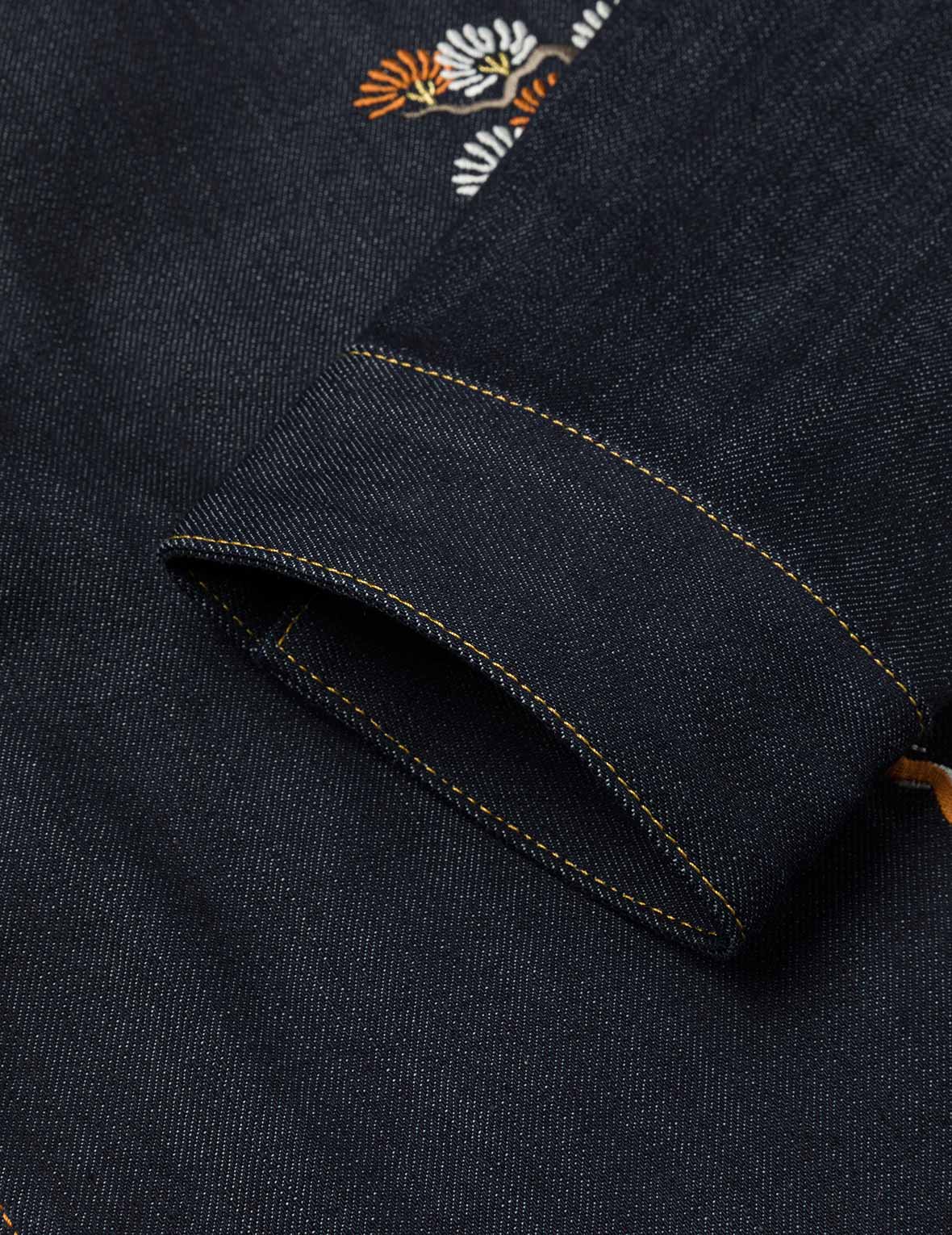 Map Appliqué Embroidery Regular Fit Denim Jacket - Image 10