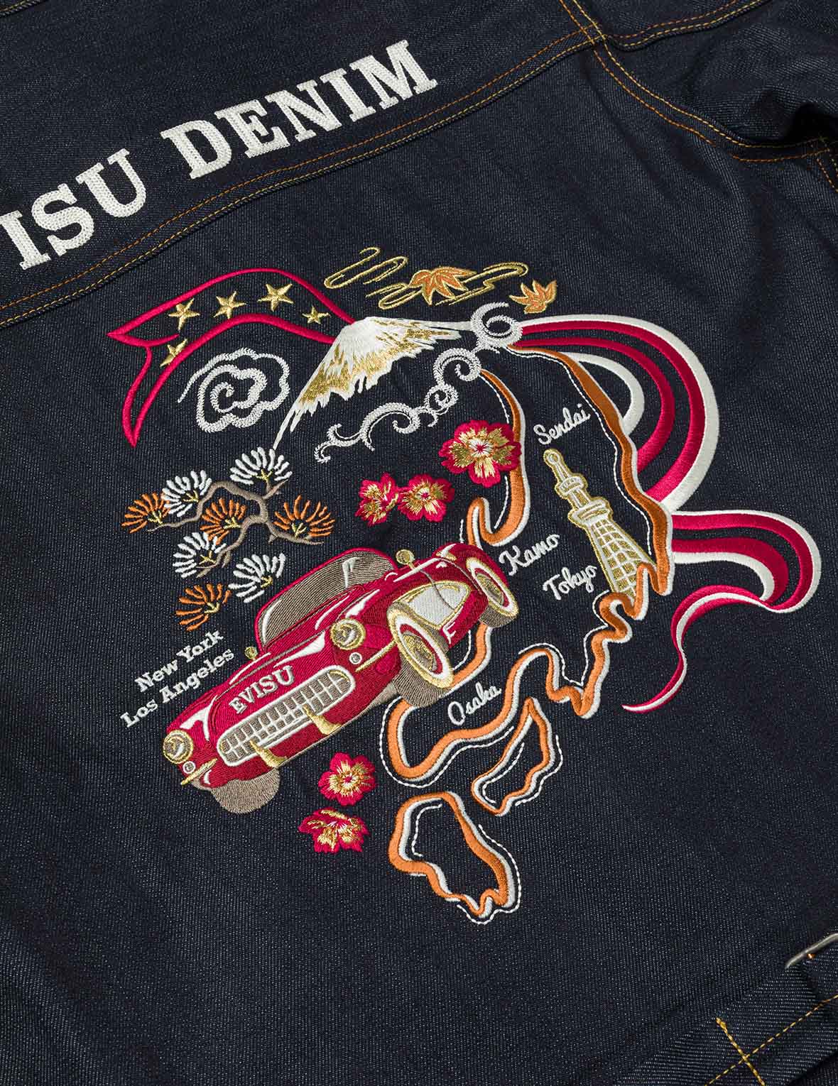 Map Appliqué Embroidery Regular Fit Denim Jacket - Image 9