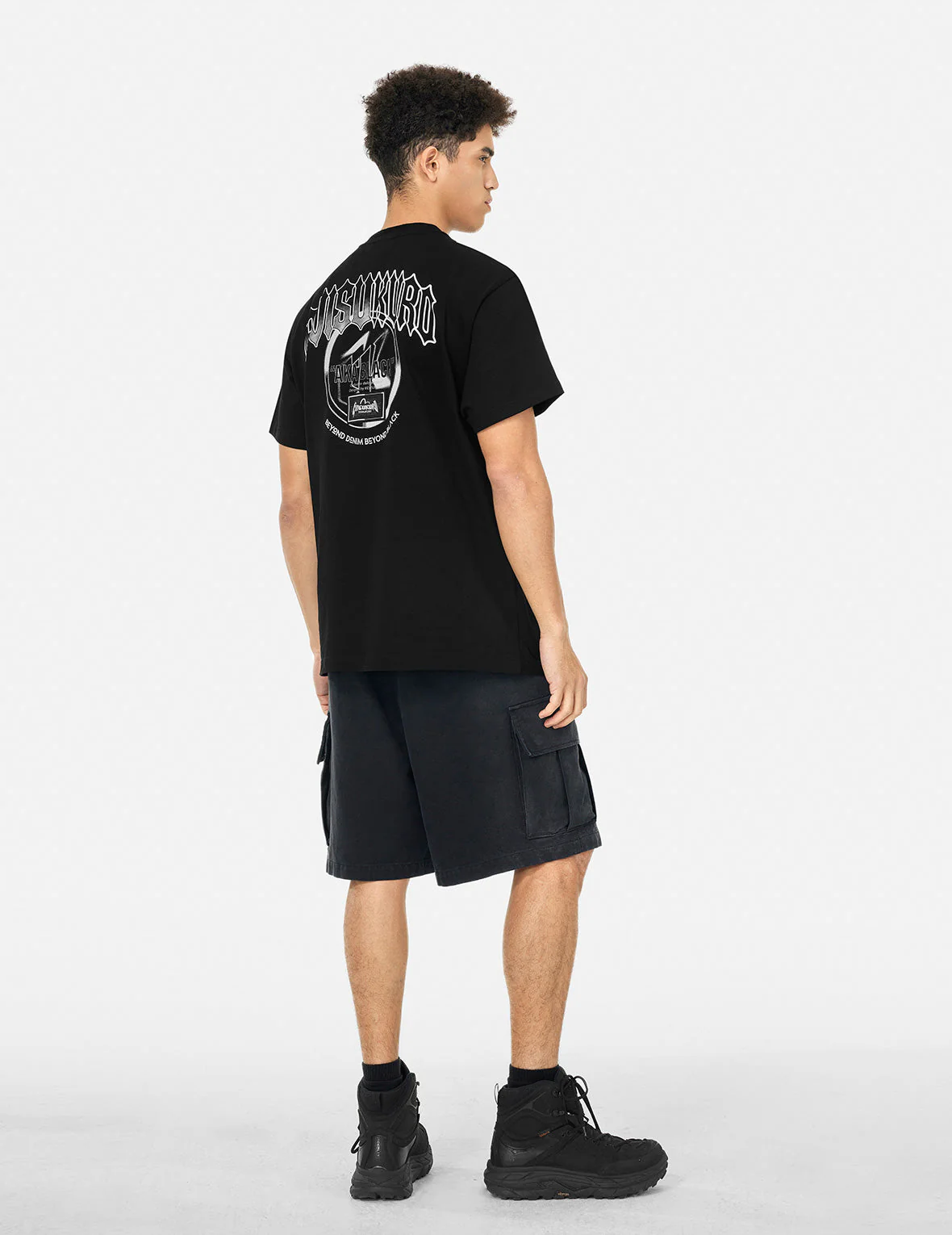 Metallic Logo and Slogan Print Regular Fit T-Shirt - Image 4