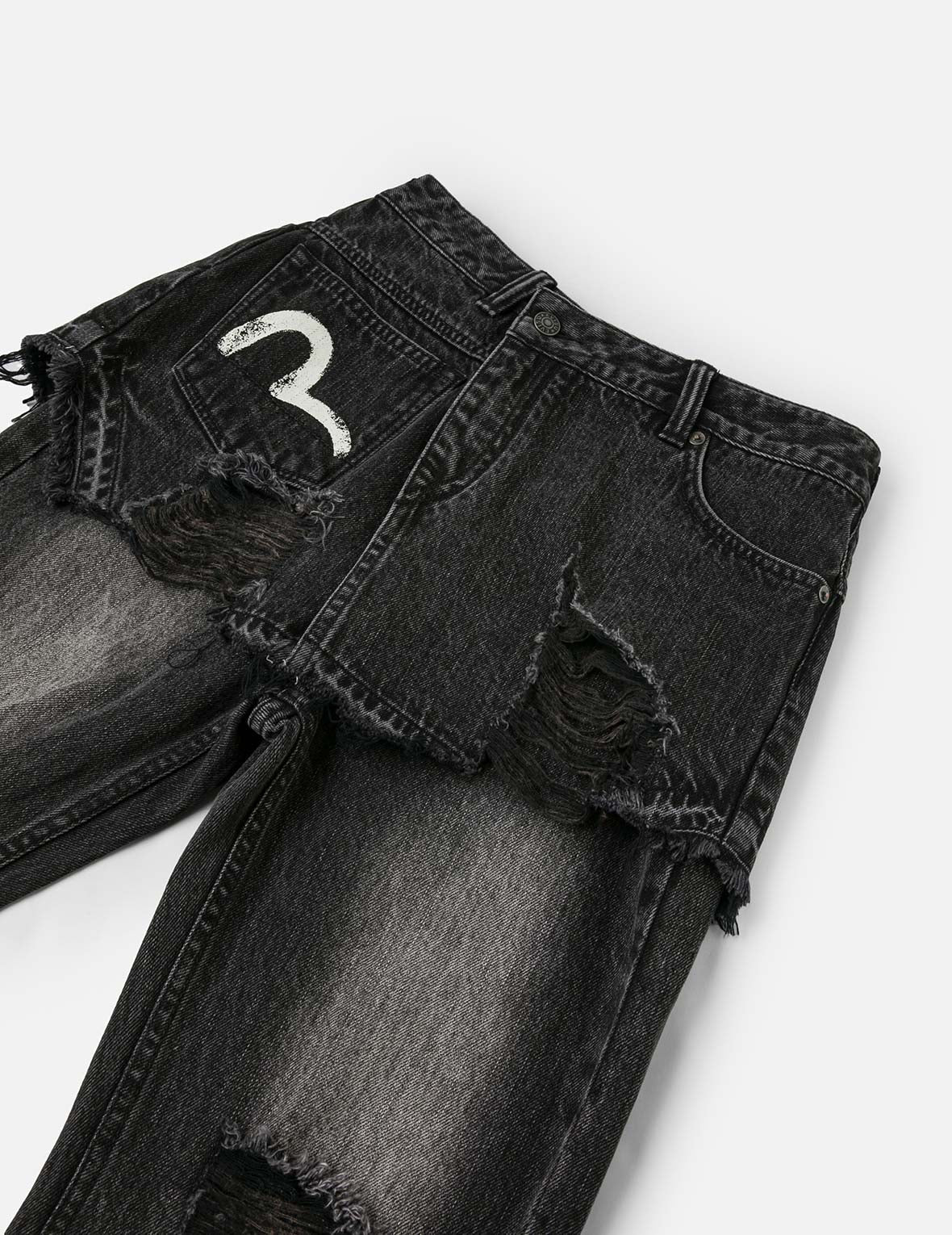 Mottled Seagull and Distressed Fashion Fit Denim Skorts - Image 16