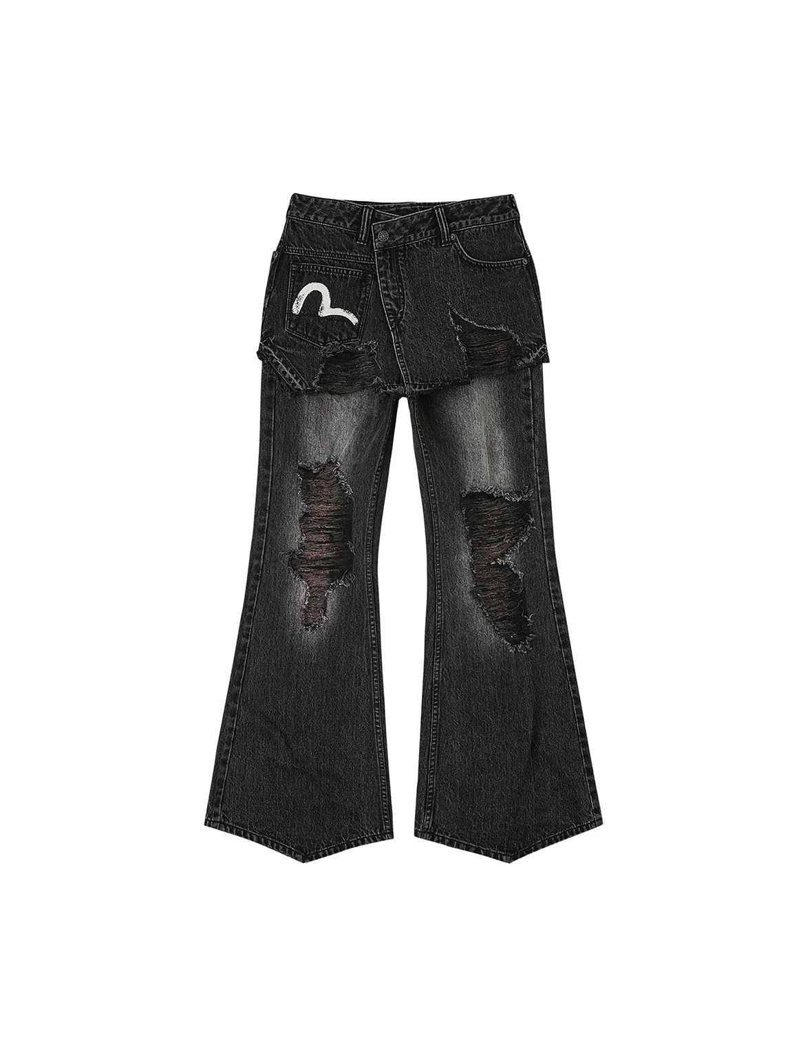 Mottled Seagull and Distressed Fashion Fit Denim Skorts - Image 3