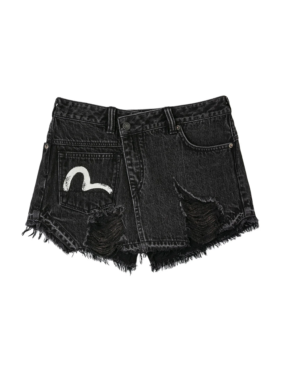 Mottled Seagull and Distressed Fashion Fit Denim Skorts - Image 9
