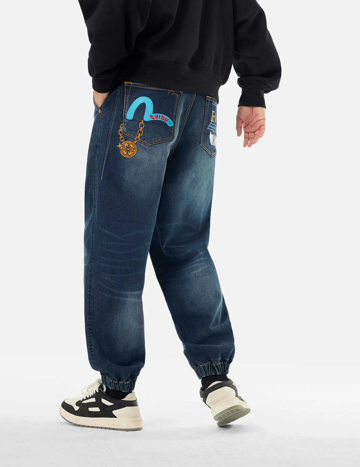 Multi-designed Pattern Baggy Denim Joggers - Image 5