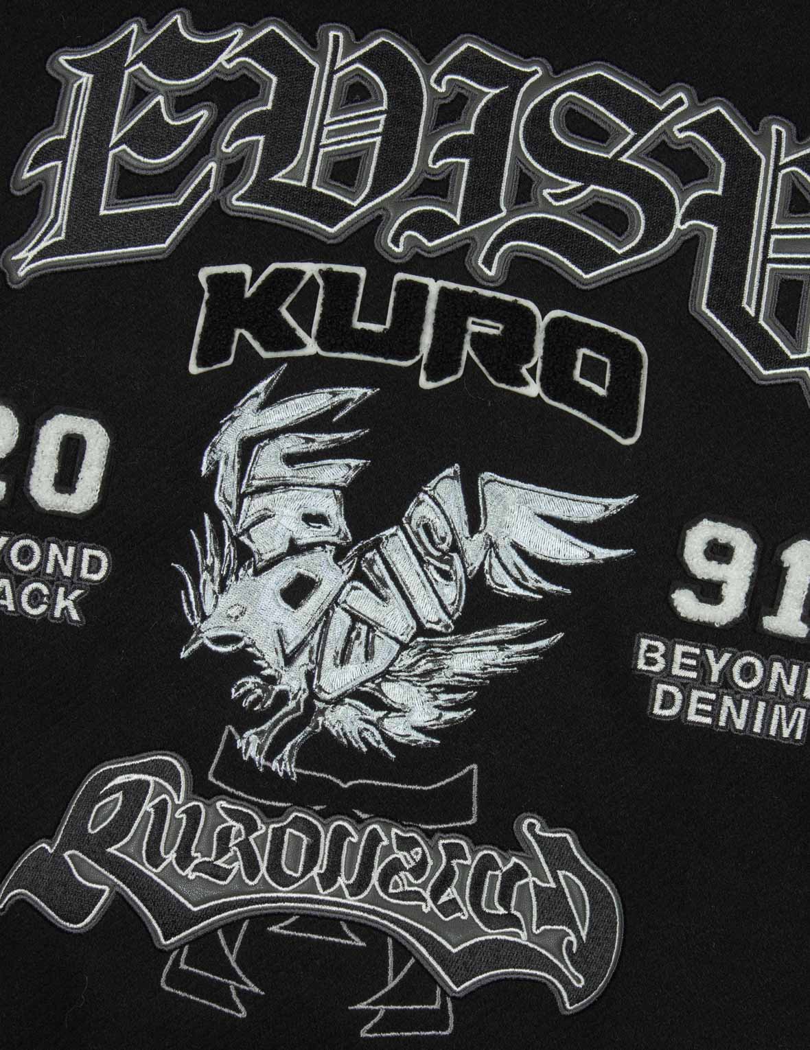 Multi Logo Badge Embroidery Relax Fit Padded Baseball Jacket - Image 10