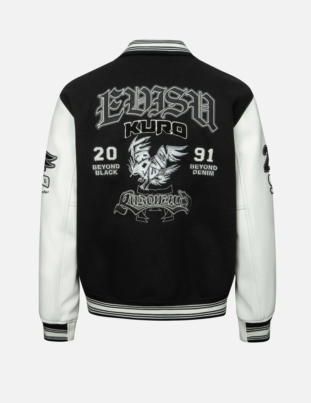 Multi Logo Badge Embroidery Relax Fit Padded Baseball Jacket - Image 2