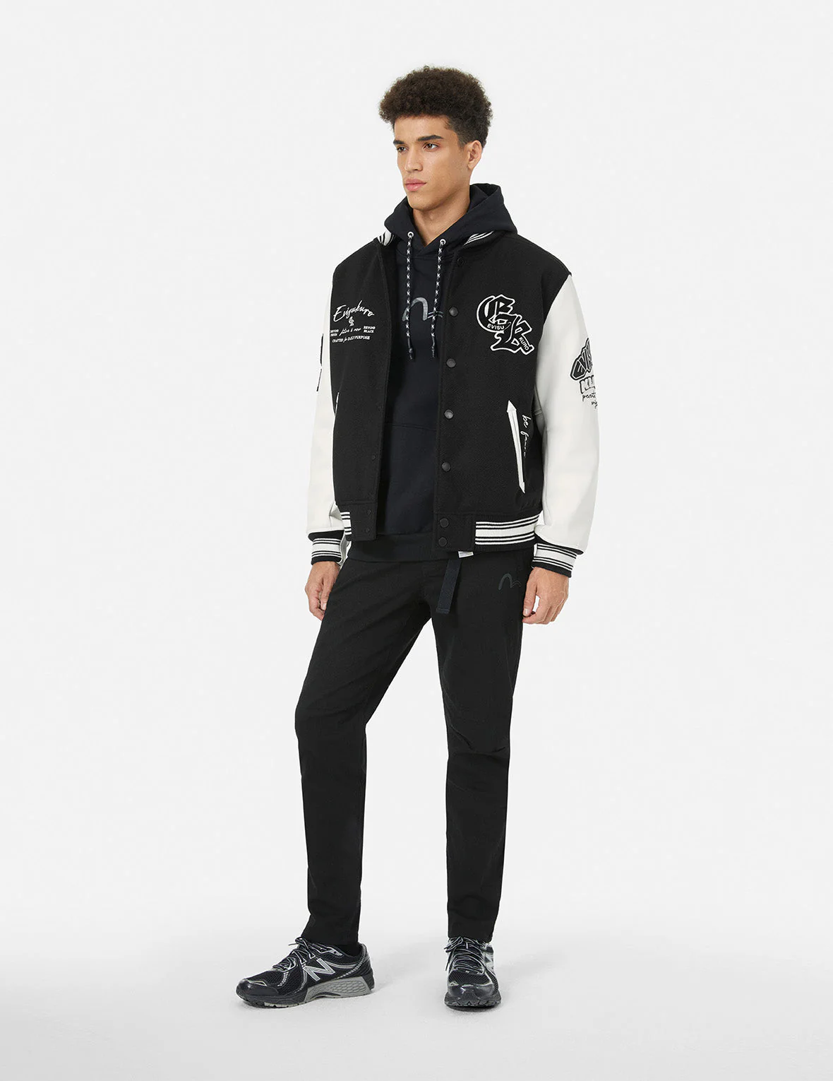 Multi Logo Badge Embroidery Relax Fit Padded Baseball Jacket - Image 3