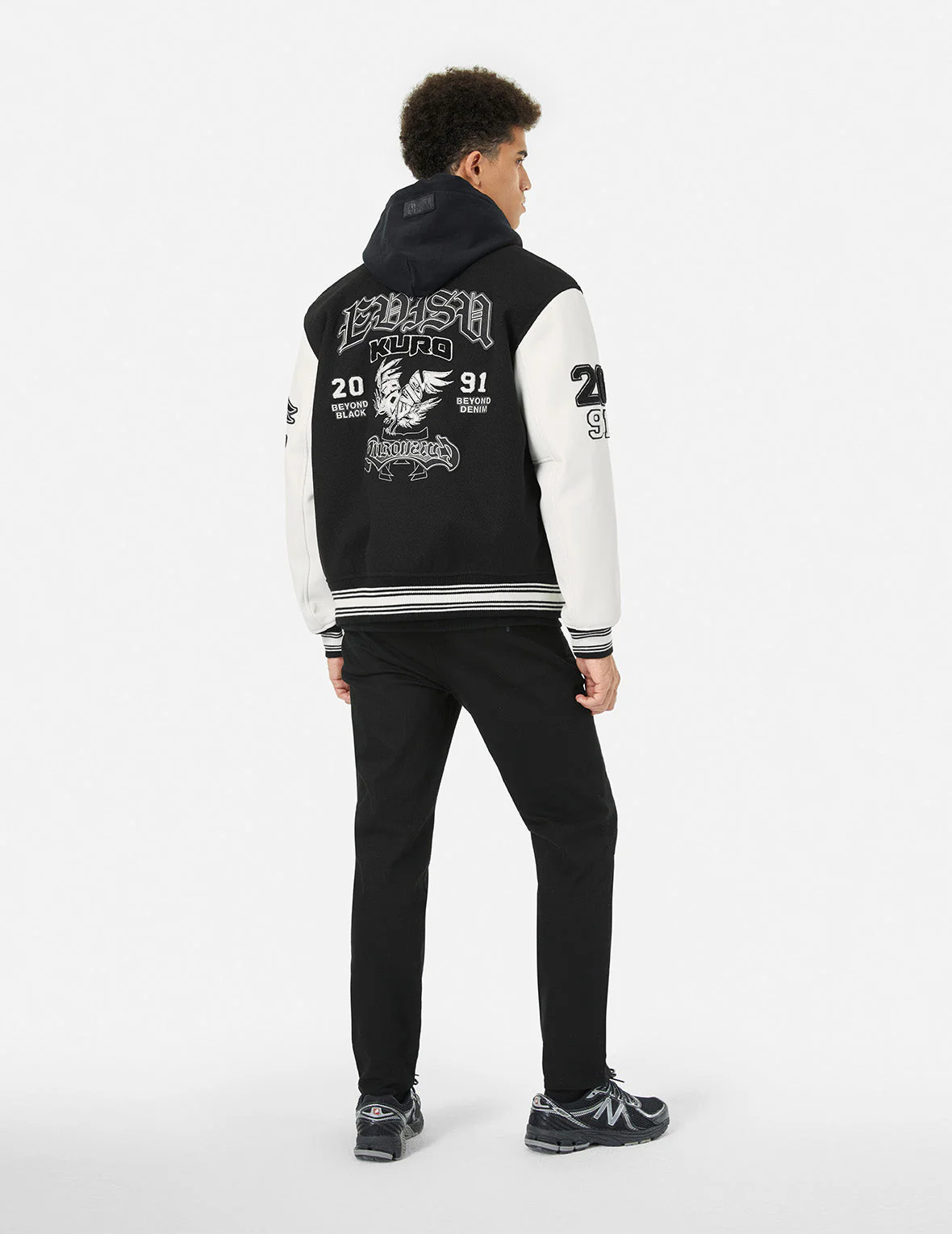Multi Logo Badge Embroidery Relax Fit Padded Baseball Jacket - Image 4