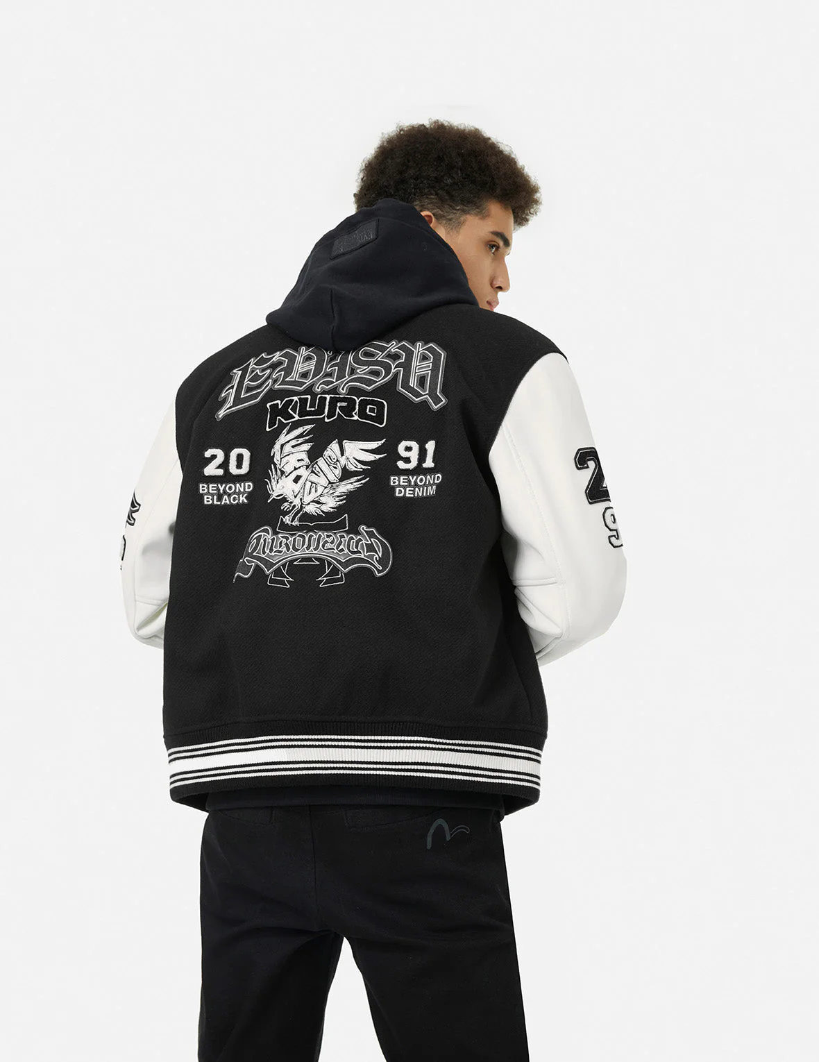 Multi Logo Badge Embroidery Relax Fit Padded Baseball Jacket - Image 6