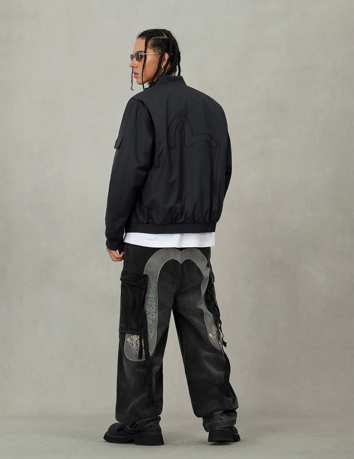 Multi Logo Badges Embroidery Regular Fit Padded Bomber Jacket - Image 12