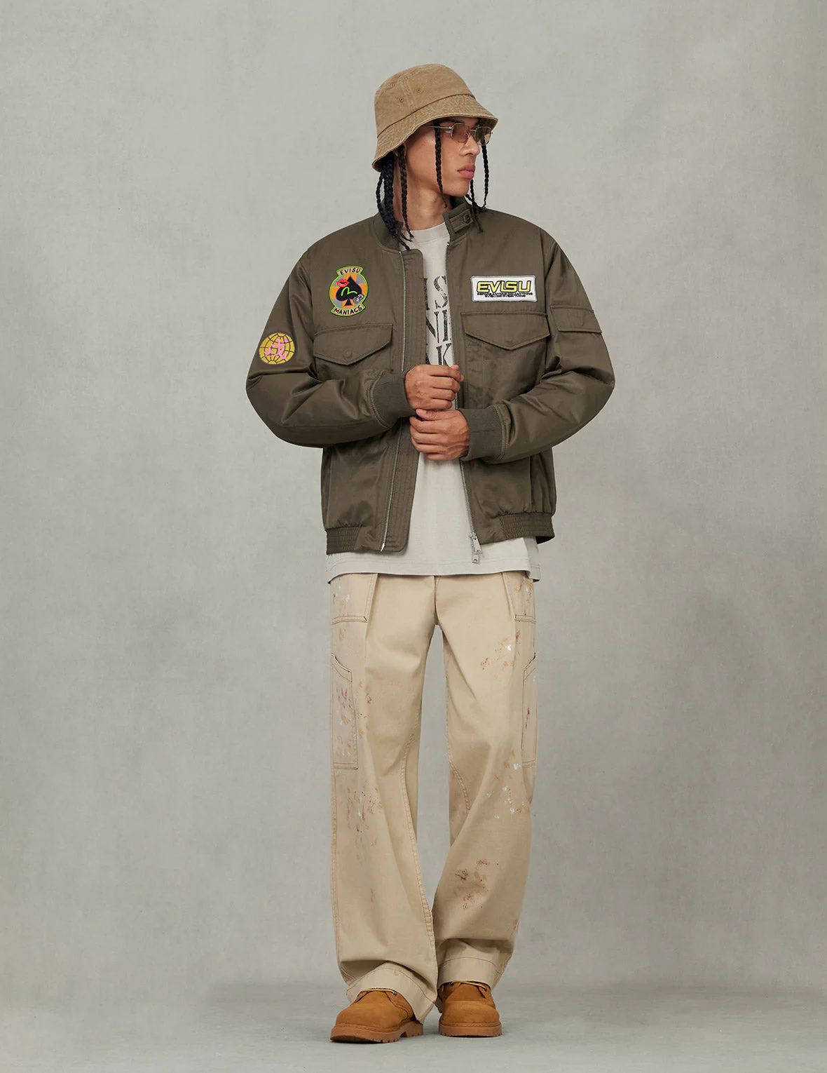 Multi Logo Badges Embroidery Regular Fit Padded Bomber Jacket - Image 9