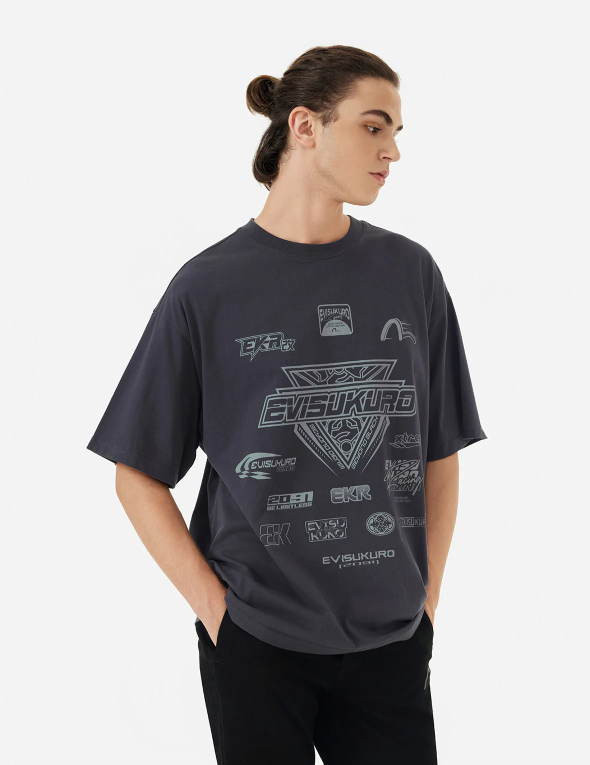 Multi Logo Print Regular Fit Racing T-Shirt - Image 5