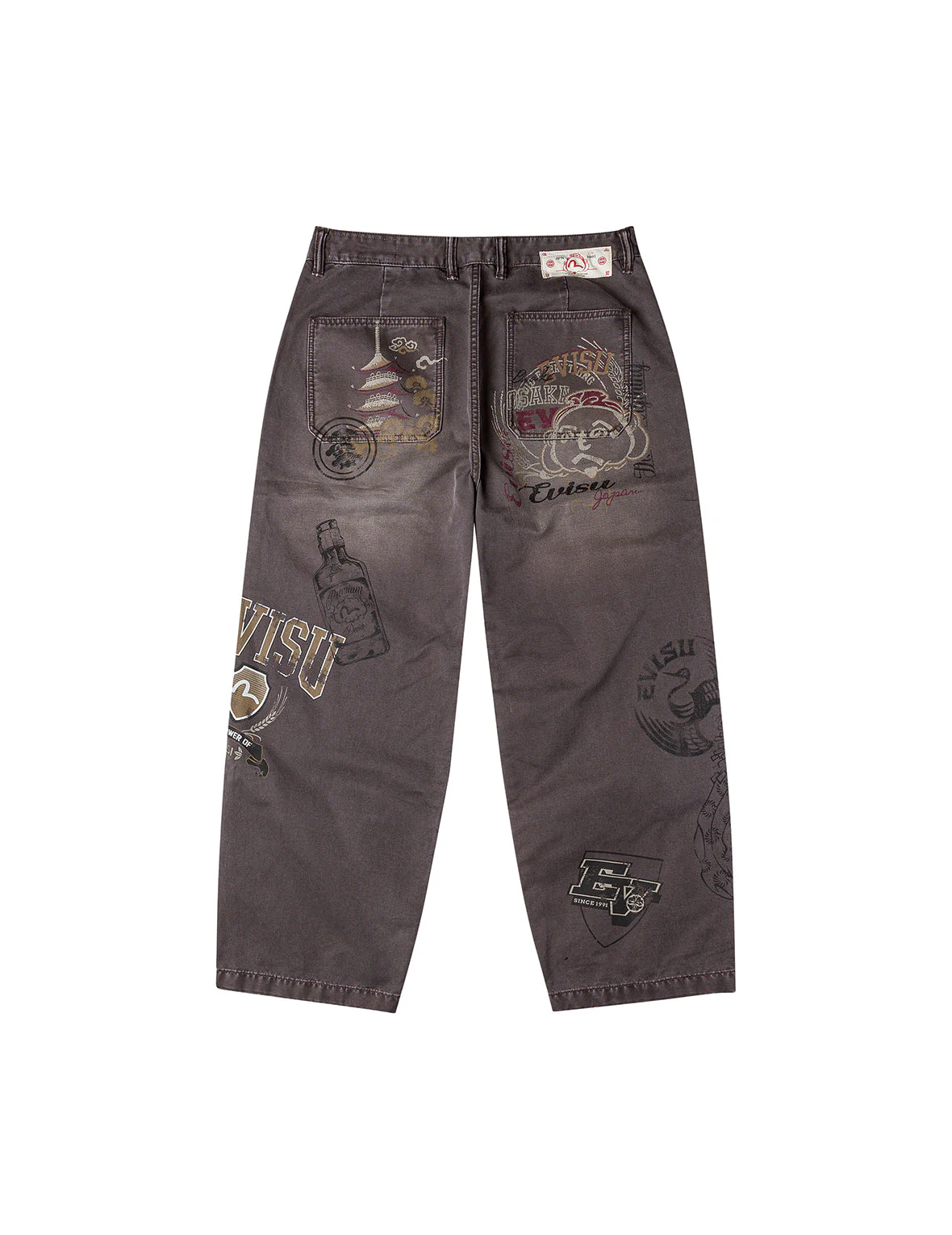 Multi Logos Print Balloon Fit Washed Woven Pants - Image 14