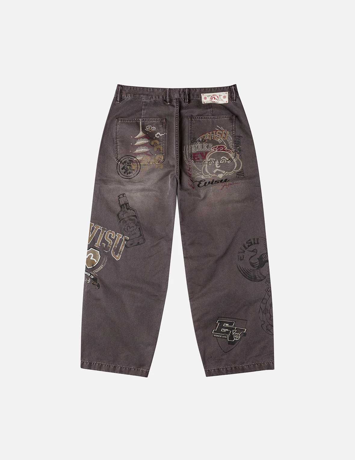 Multi Logos Print Balloon Fit Washed Woven Pants - Image 5