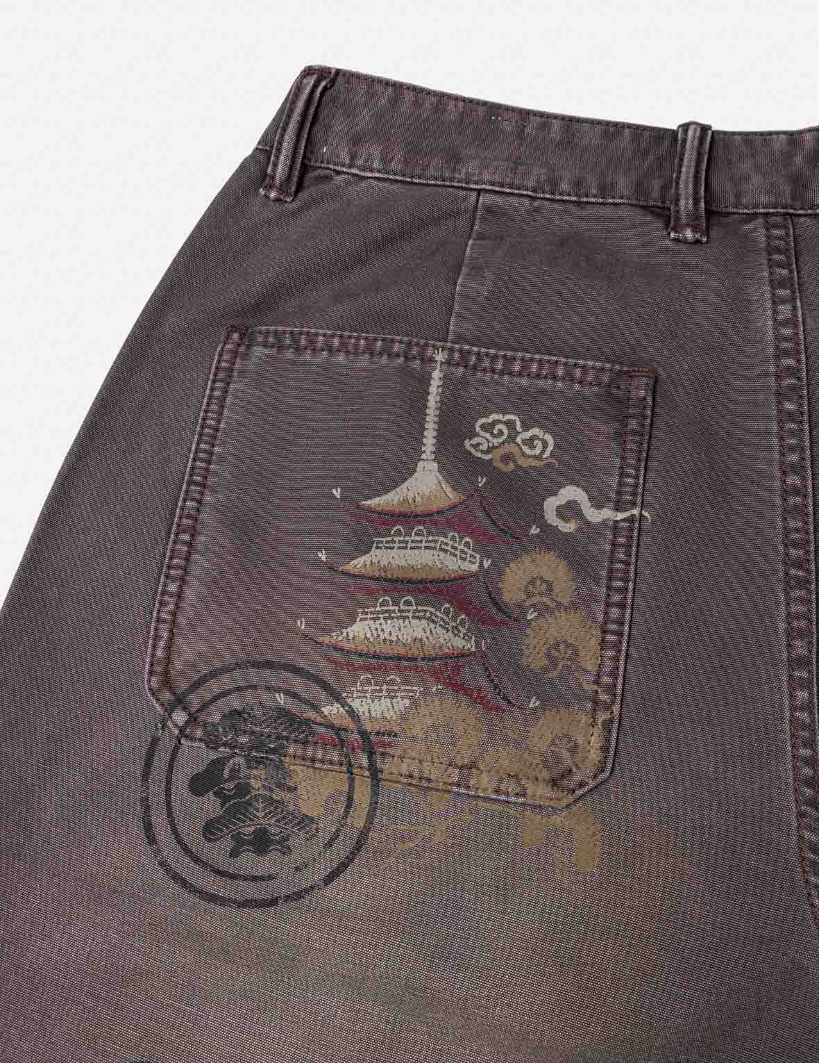 Multi Logos Print Balloon Fit Washed Woven Pants - Image 8
